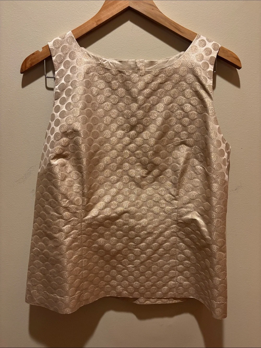 J. Crew Sleeveless Jacquard silk Shell Top in Champagne Gold